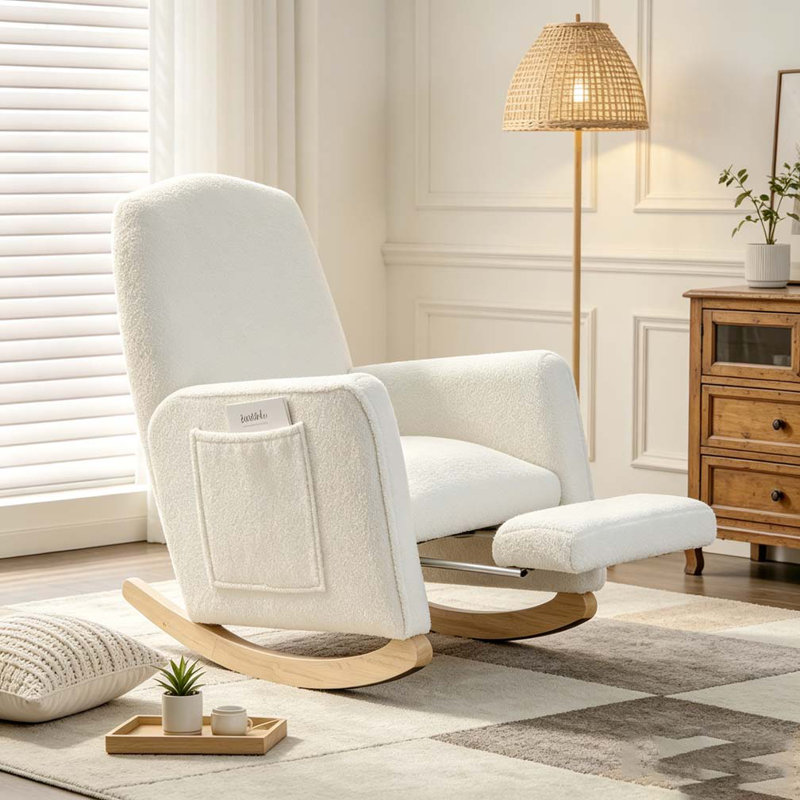 Isabelle & Max™ Adeebah Rocking Chair, White Teddy, Natural