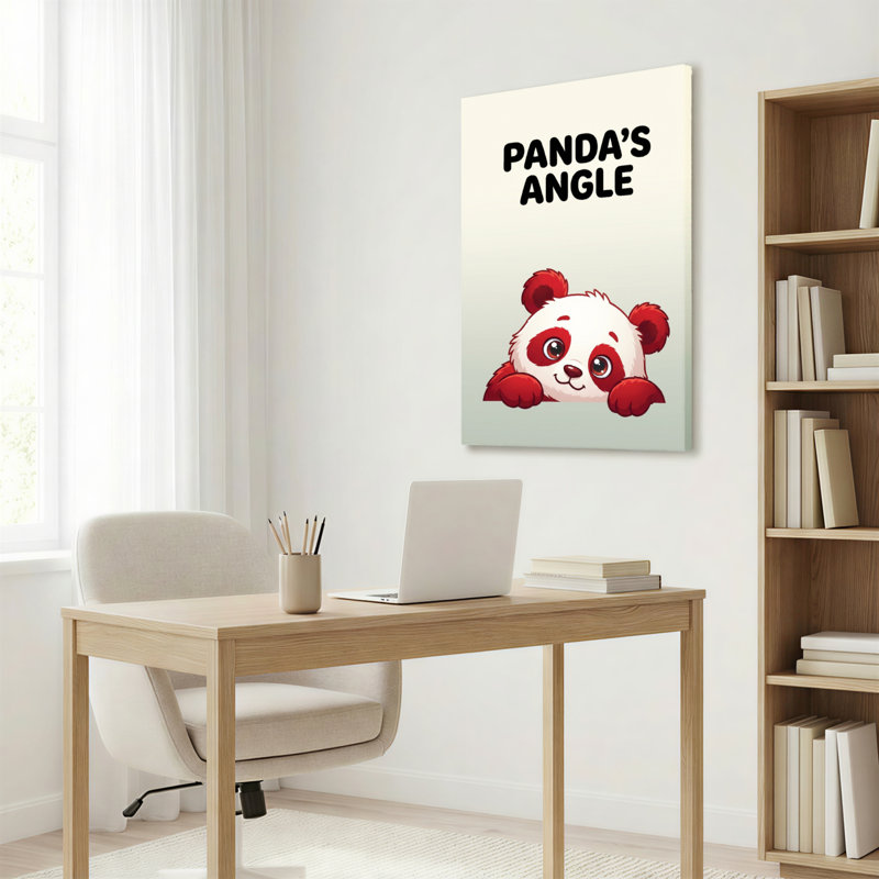 Panda mignon, reproduction d'art sur toile tendue sur toile, ensemble de 1, H 18 po x l 12 po