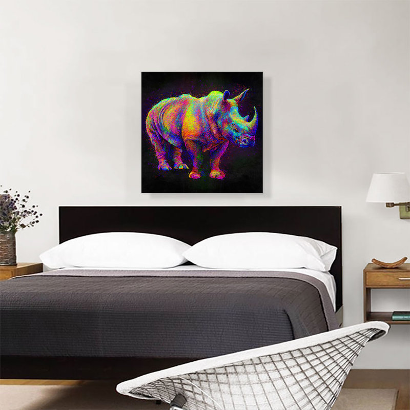 " Black Rhinoceros Rhino Africa ", 28" H x 28" W x 0.75" D