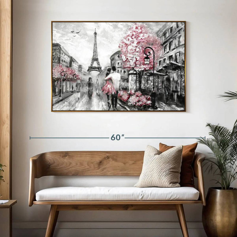 Rose Paris, 46 po x 31 po, Cadre flottant doré