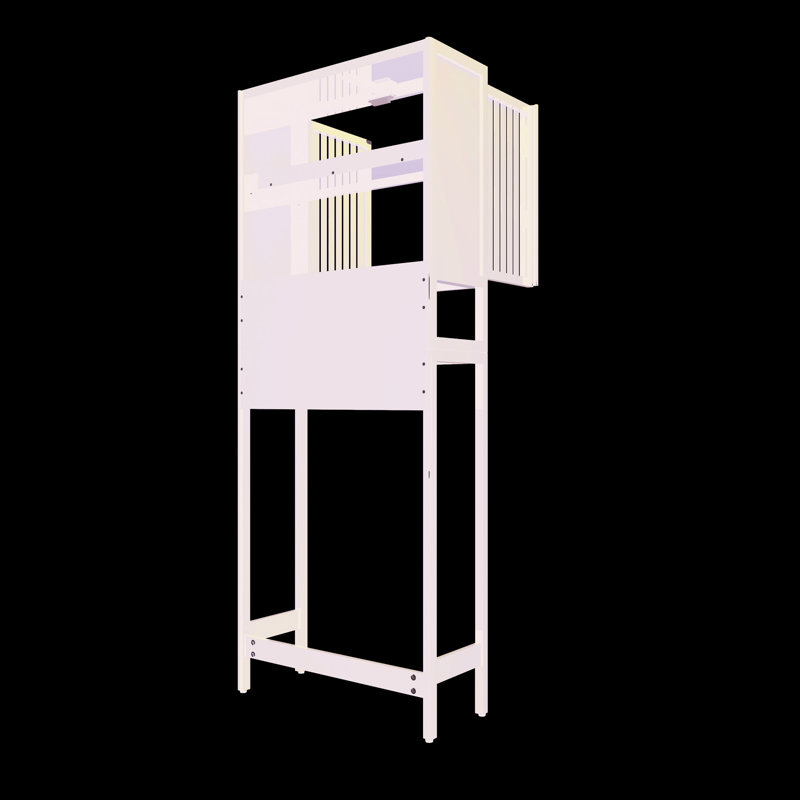 Support de rangement pour toilette pour salle de lavage, autoportant, très grande capacité, peu encombrant, beige noir gris, composants de haute qualité, tablette ouverte et deux portes à persiennes, étapes d'installation simples