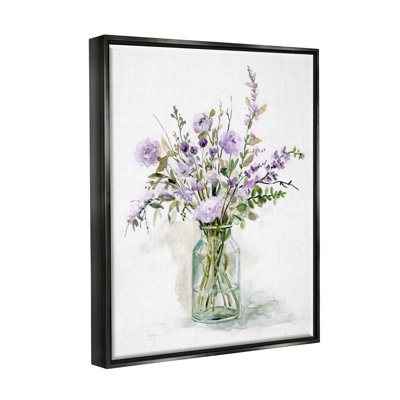 Vase en verre classique "Arrangement de lavande" par Carol Robinson - peinture sur toile à cadre flottant