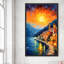 Amalfi Coast, Italy at Twilight V4 - Peinture sur toile à cadre flottant-88028336