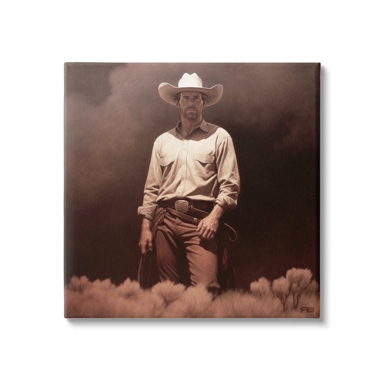 Cowboy debout dans la nature par RB, H 30 po x l 30 po x P 1,5 po