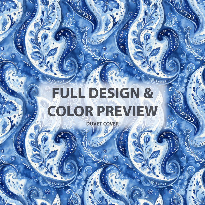 Ensemble de literie moderne 4 pièces - Ensemble d'édredon Blue Paisley Harmony