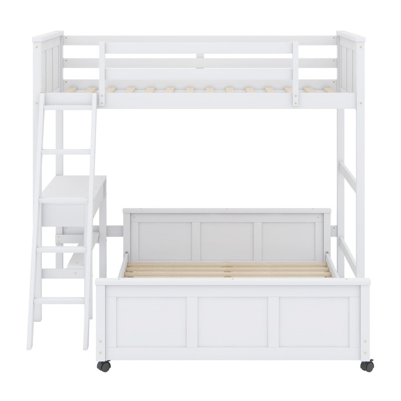 Lit superposé avec bureau, Blanc