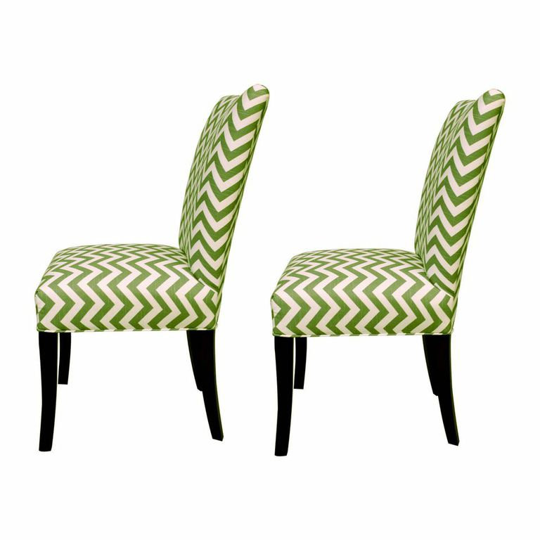 21'' H Upholstered Dining Chair, Zig Zag Green / Natural