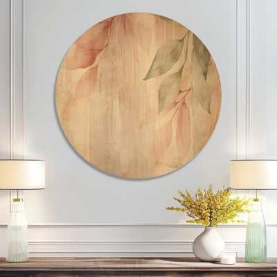 «Blush Botanical Flow III», reproduction d'art moderne ronde en bois