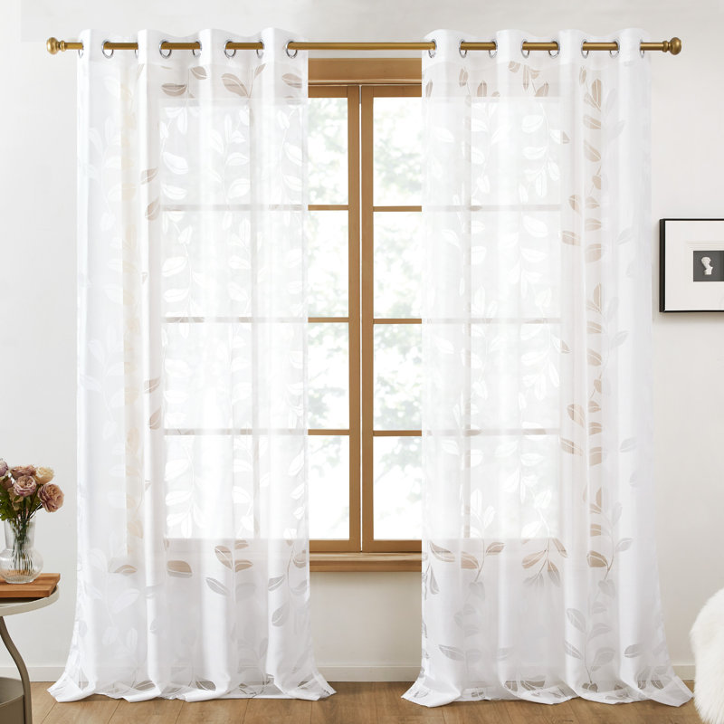 Petroski Sheer Curtain Pair, White, 52" W x 63" L