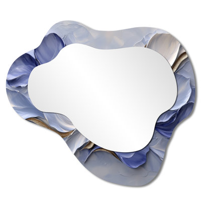 Mauve blanc élégant veines de pétales de fleurs I - miroir asymétrique irrégulier fleurs, miroir mural moderne, imprimé sur métal