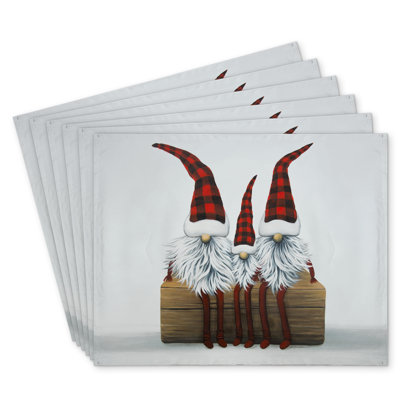 Three Christmas Gnomes Polyester Eiver Set of 6 | Home Decor