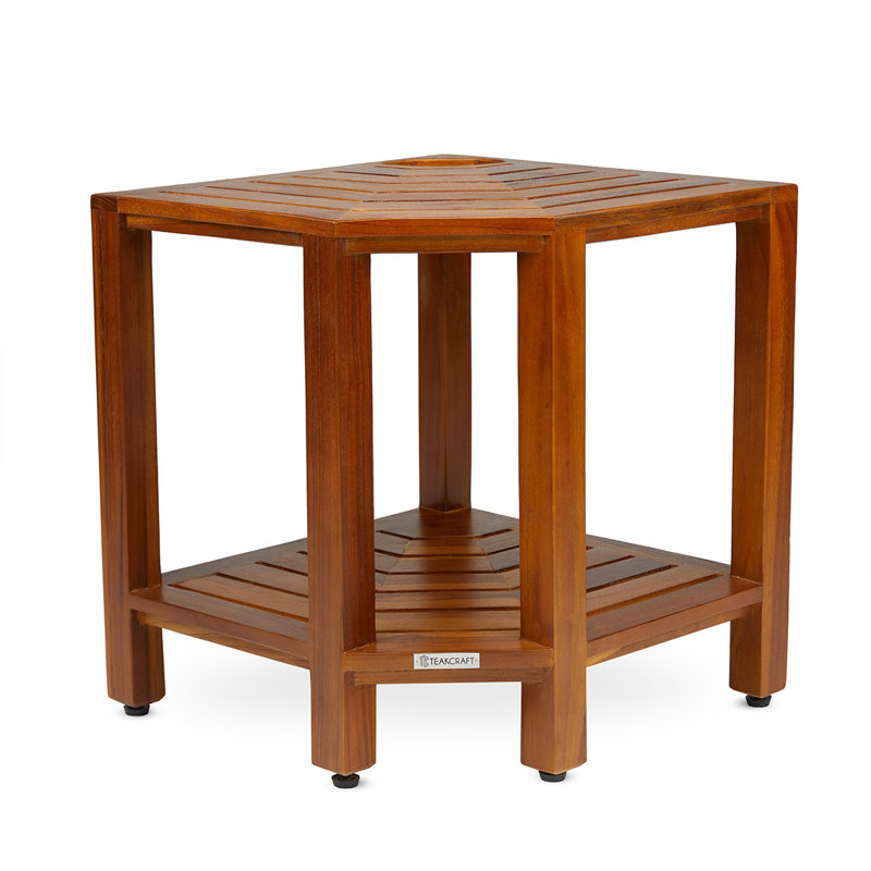 17.5'' W Teak Corner Shower Bench