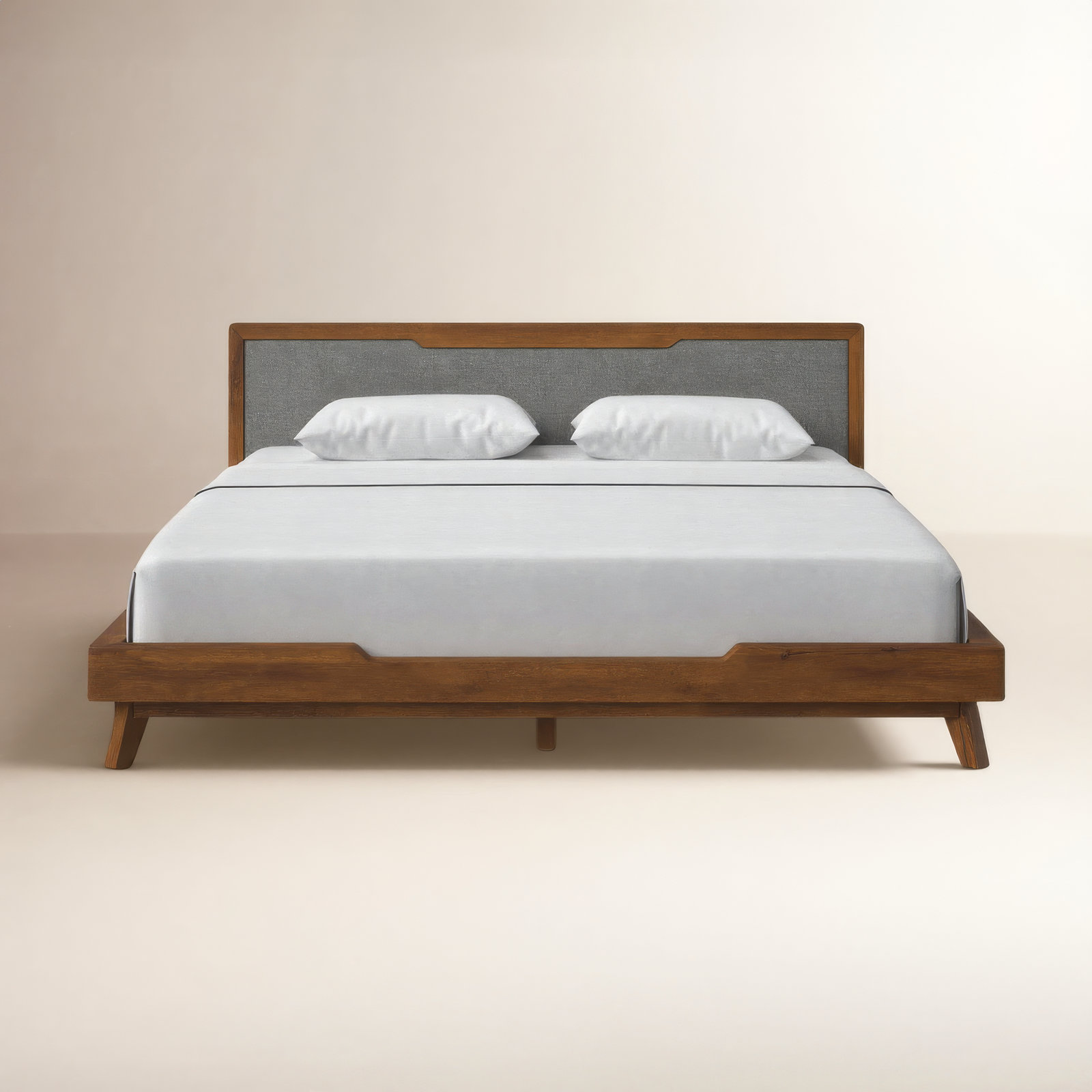 Glow Linen Upholstered Bed, California King, Walnut