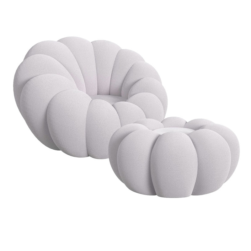 Chaise pivotante avec repose-pieds Pumpkin, Gris