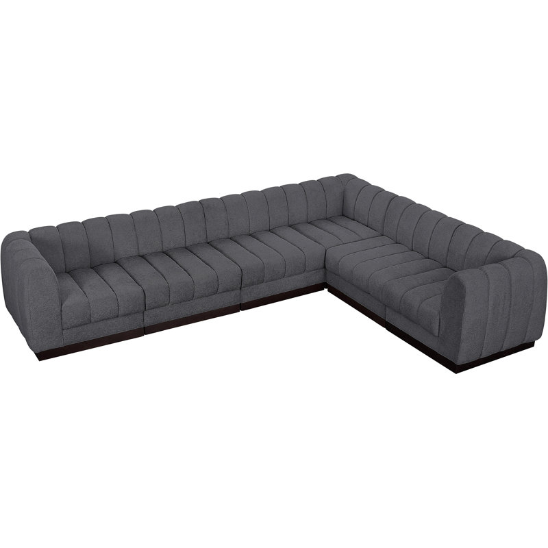 Canapé modulaire rembourré 6 pièces Ivena, Tissu gris chenille