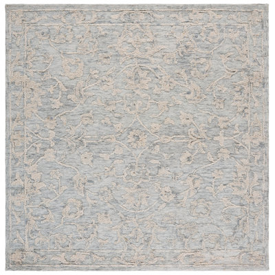 Tapis gris / ivoire en laine / coton / laine pour animaux de compagnie