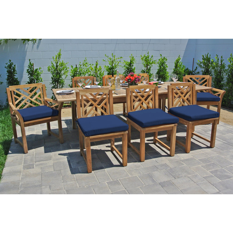 Ensemble repas rectangulaire en teck pour 8 personnes 102,5 po Monterey, Saphir, Saphir