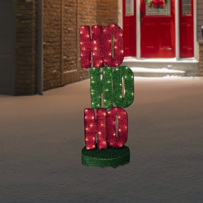 39" Lighted Red and Green 'Ho Ho Ho' Outdoor Christmas Sign Decoration