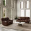 Fauteuil inclinable pivotant manuel, fauteuil inclinable électrique double et causeuse couleur noyer - Esthétique cuir élégant et 2 fauteuils inclinables avec structure solide pour une stabilité optimale