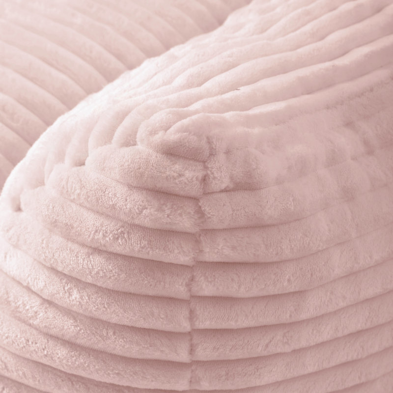 Fauteuil à billes surdimensionné avec mousse déchiquetée et repose-pieds, Tissu rose, Rose