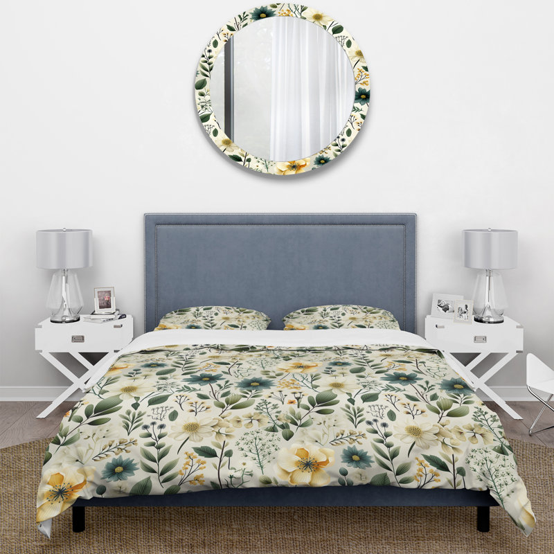 Literie Botanical Wanderlust, Housse de couette pour grand lit et 2 taies décor