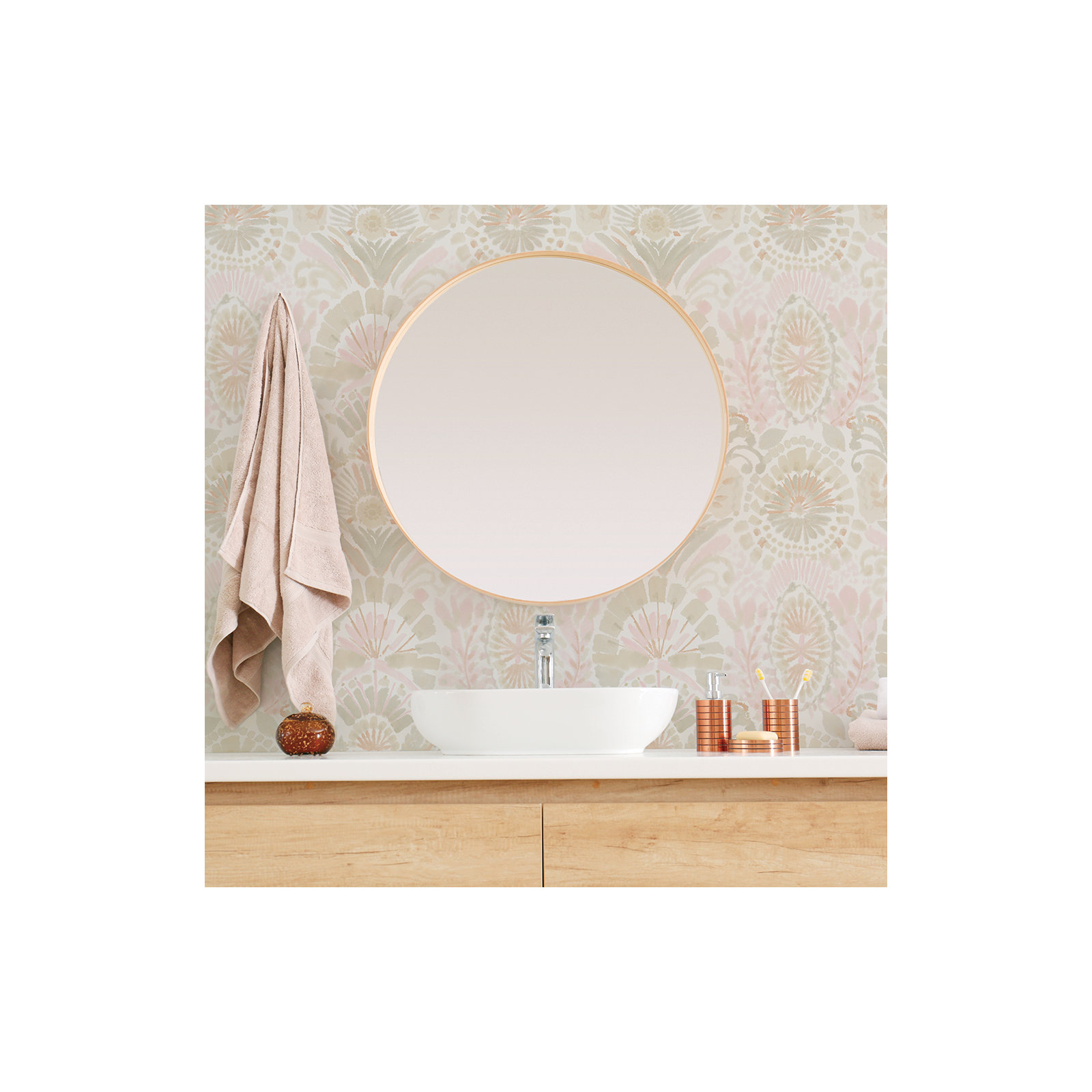 Bohemia Peel and Stick Wallpaper, 108" L x 20.5" W, Pink