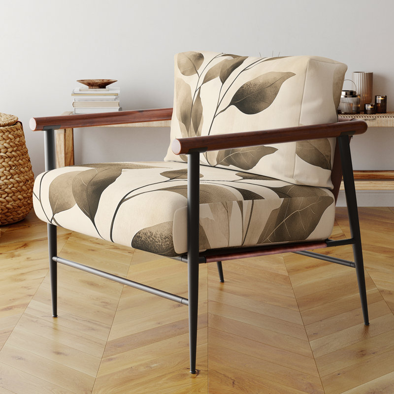 Fauteuil Leaves, Brown Round Arms