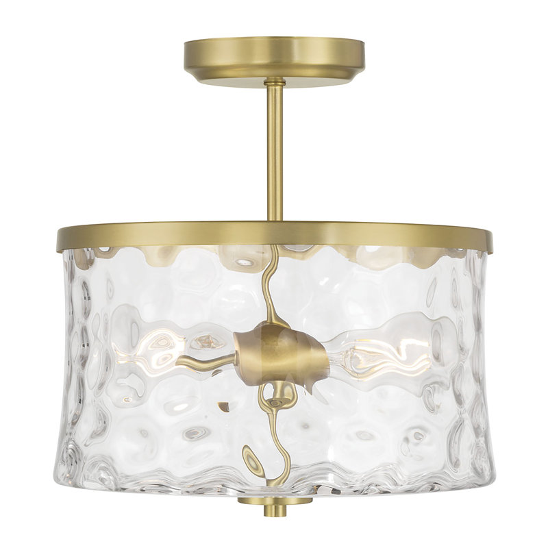 Clarvyn 12" Wide 2-Light Semi-Flush Mount, Vintage Brass