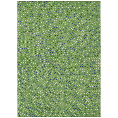 8' X 10' Green Blue And Ivory Polka Dot Washable Indoor Outdoor Area Rug