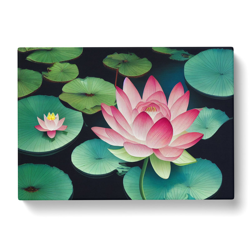 XXX-H1022-WF-7766X Shimmering Lotus Flower - Wrapped Canvas Print, 50cm H x 76cm W x 3cm D