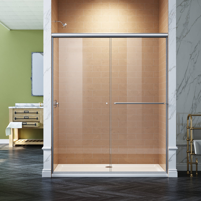 58.5‘’-60"×72" Sliding Shower Door with 5/16'' (8mm) Upgraded Tempered Glass, Brushed Nickel