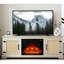 Meuble de rangement avec surface naturelle et foyer pour téléviseurs de 70 pouces, l 65 po x P 15,4 po H 24,26 po, console de divertissement blanche