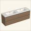 Lavabo en résine pour meuble-lavabo de salle de bain, avec deux lavabos rectangulaires encastrés, trou de robinet simple, comptoir de meuble-lavabo seulement