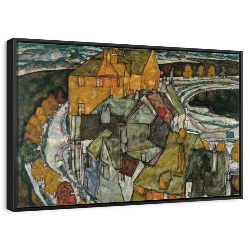 Croissant des maisons II, Cadre flottant noir, 13 po x 9 po