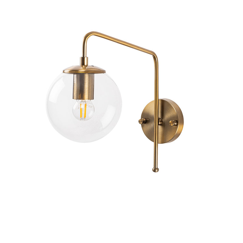 Lampe murale rétro, corps en métal cuivré avec capuchon en verre, 11,8 po x 12,6 po x 12,6 po | Douille E14, ampoule de 40 W maximum (non incluse) | Design scandinave moderne, parfait pour les hôtels et la décoration intérieure