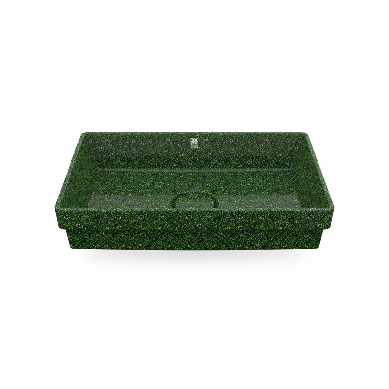 Woodio Cube60 15.75'' Wood Rectangular Bathroom Sink, Moss