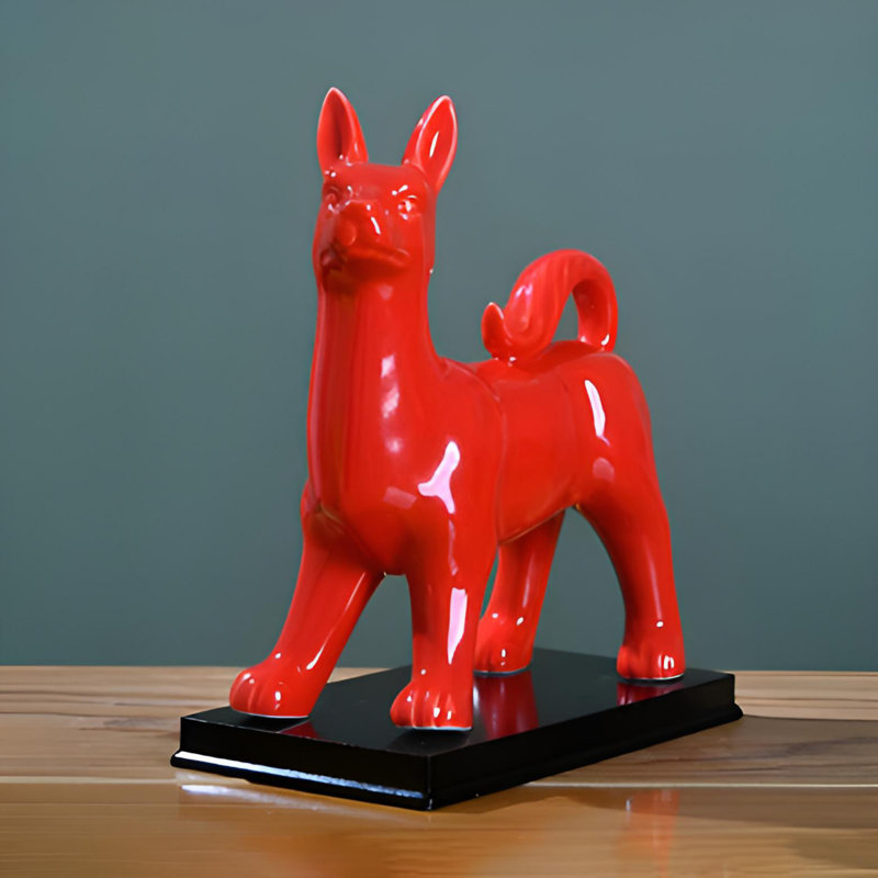 Chien exquis en céramique - richesse artisanale, Rouge