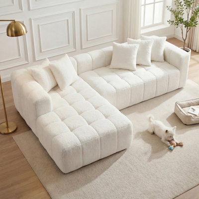 Canapé modulaire en forme de L avec méridienne Boneless Boneless Couches, conception capitonnée Boucle Channel, mobilier de salon.