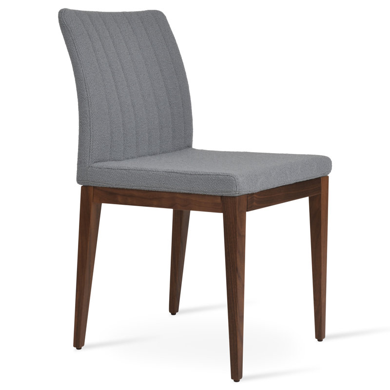 Chaise en bois Zeyno, Noyer, Boucle gris
