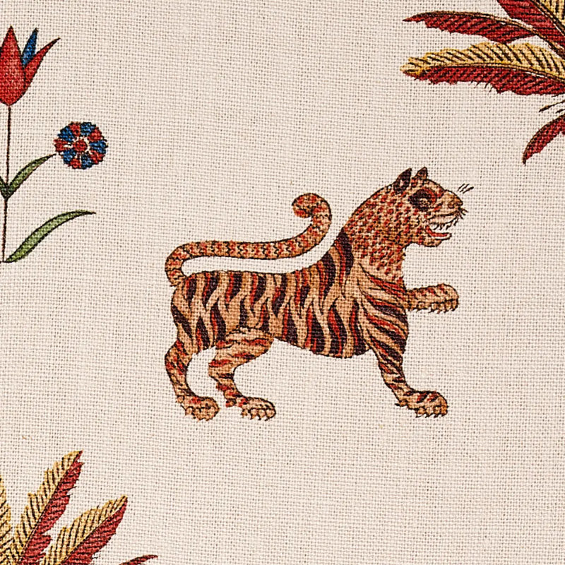 Tissu tigre et palmier, Cramoisi
