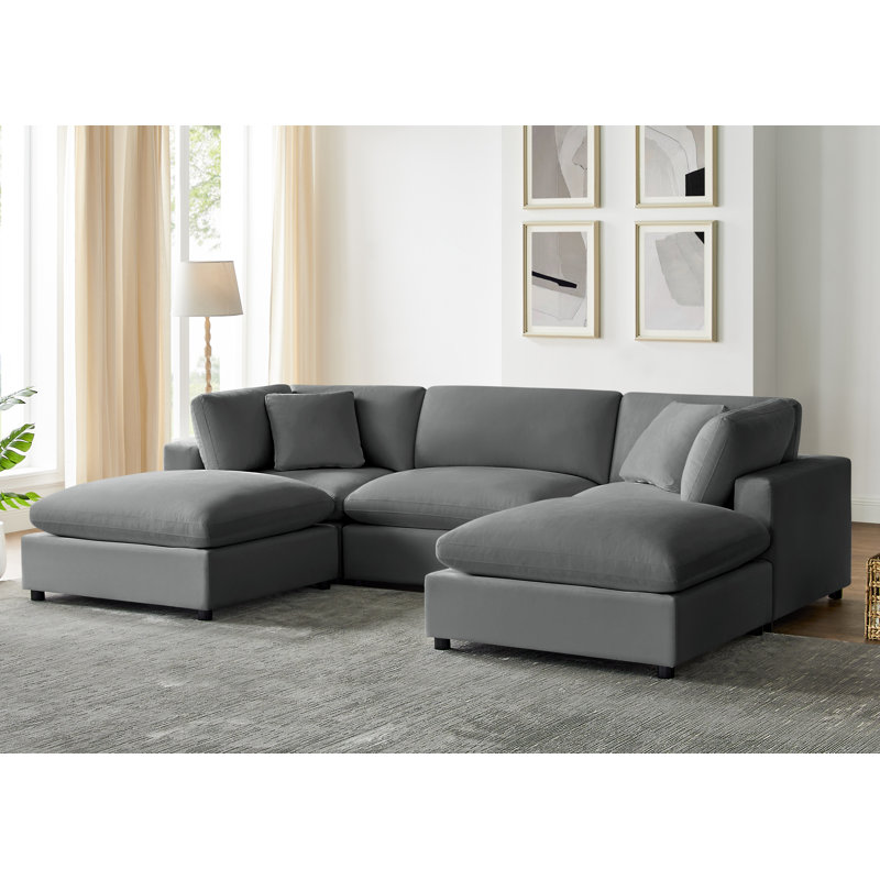 Vinessa 5-Piece Modular Sectional, Charcoal Performance Polyester