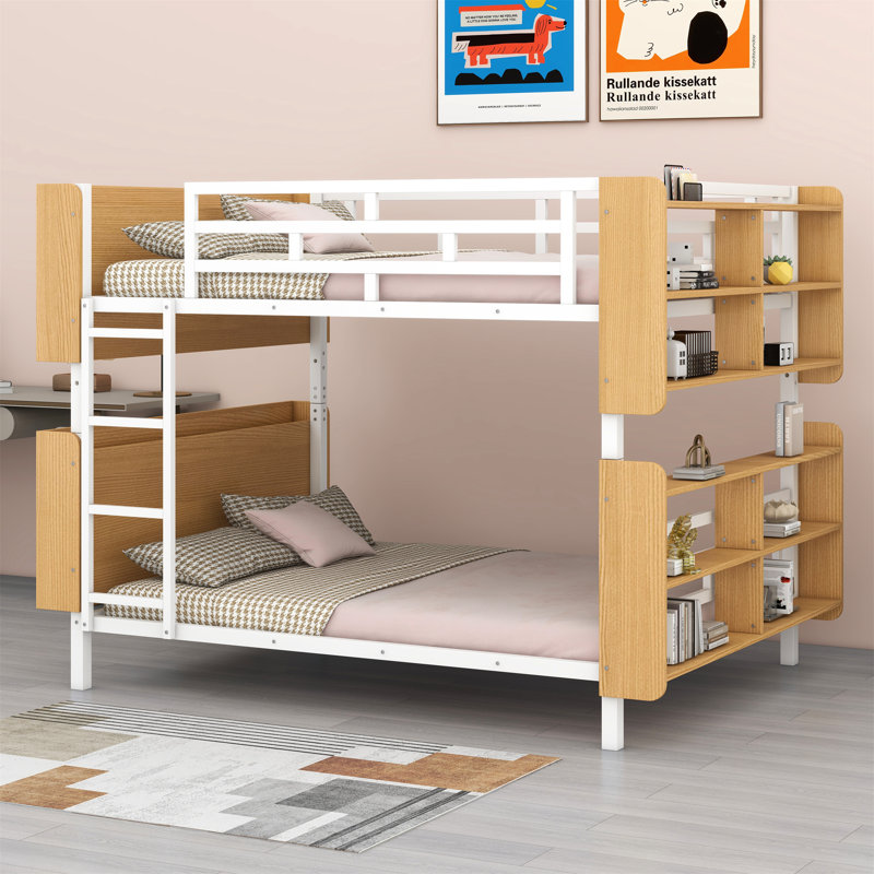 Separable Bunk Bed With Bookcase, Full Over Full, White