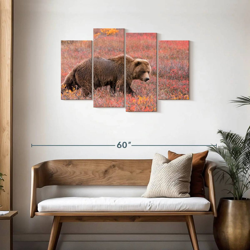 Alaskan Meadow Grizzly Bear, H 27 po x l 43 po