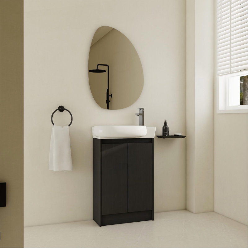 Meuble-lavabo autoportant de 23 po avec lavabo et portes à fermeture douce