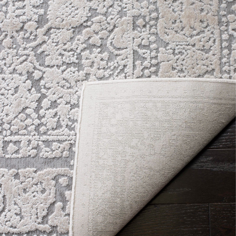 Calidia Power Loom Light Gray/Cream Rug, Rectangle 8' x 10'