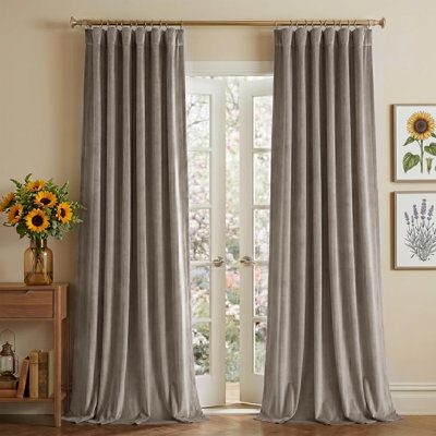  Velvet Blackout Curtains Thermal Insulated Room Darkening Drapes with Rod Pocket/Back Tab/Shower Hook Hanging Options for Bedroom Privacy, 2 Panels