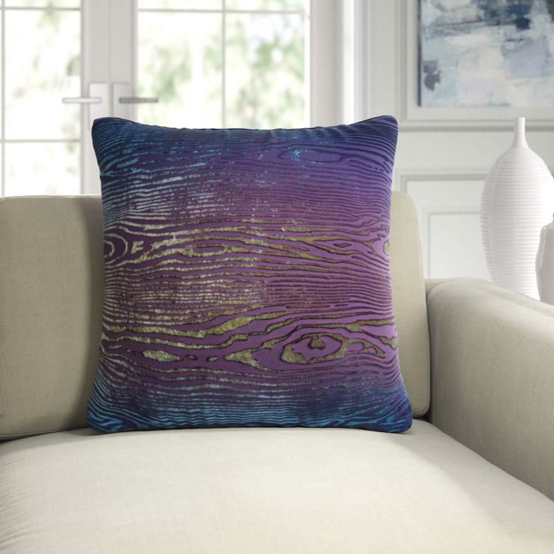 Woodgrain Rectangle Velvet Pillow Cover & Insert, Peacock, Square 20"H x 20"W