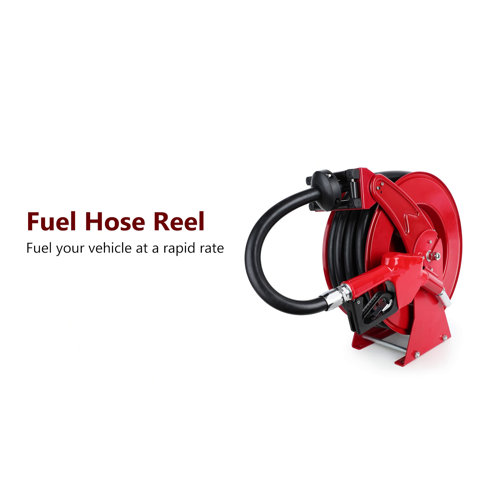 Fuel Hose Reel Retractable 3/4 x 50' Diesel Hose Reel Auto Refueling Gun  300PSI