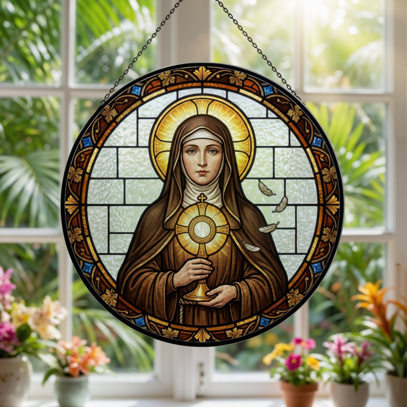 Vitrail Saint Portrait ， 7,8H, H 7,8 po