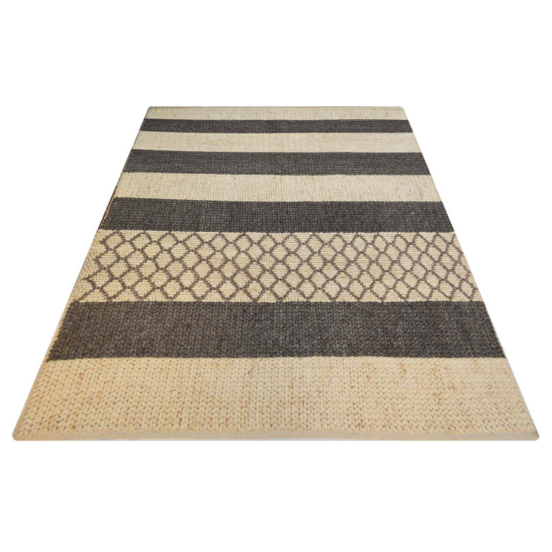 Rectangle 160 cm x 230 cm Striped Hand Woven Area Rug